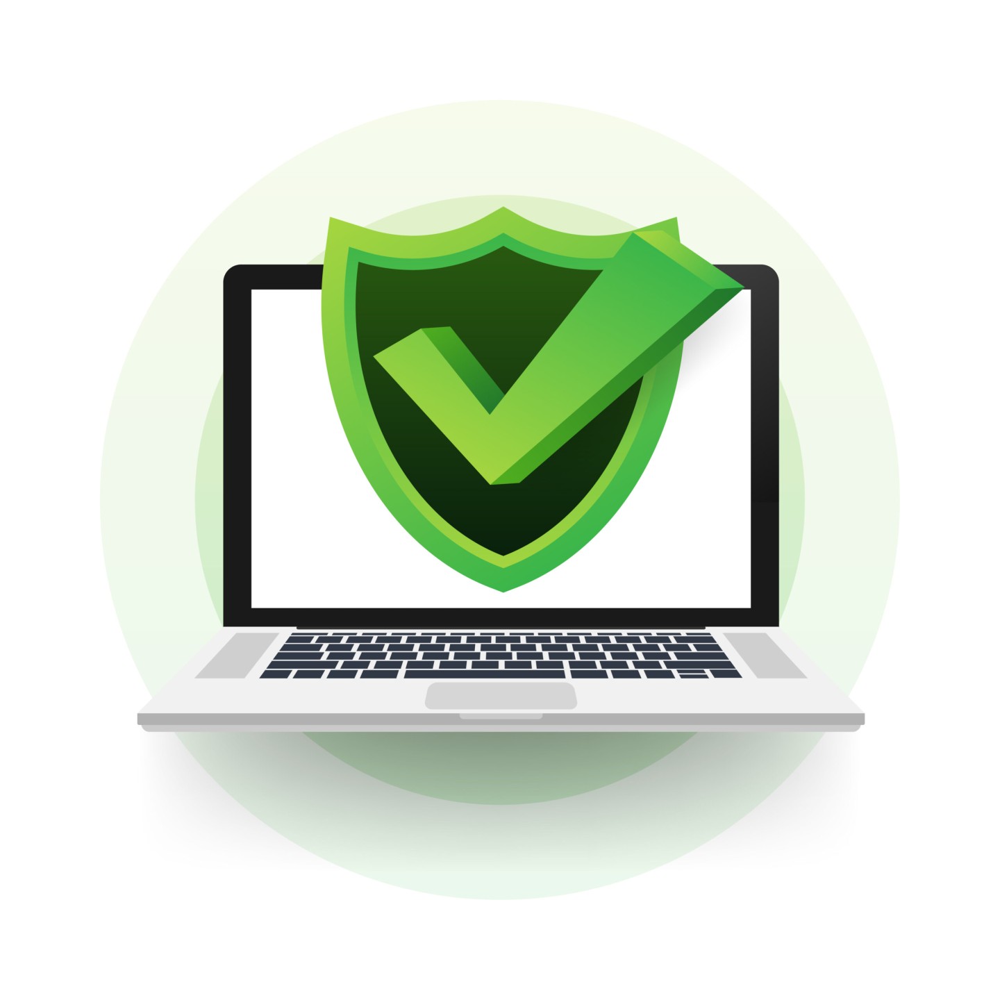 Data Protection on laptop, privacy, and internet security. Vector stock illustration.