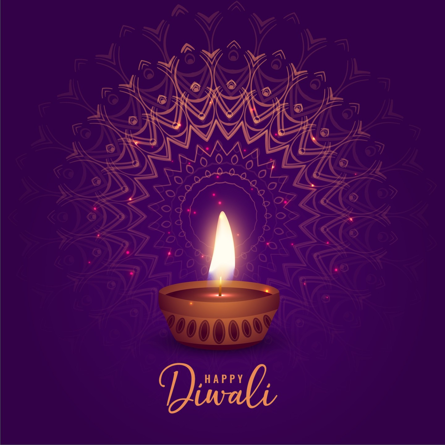 beautiful diwali festival diya on mandala background